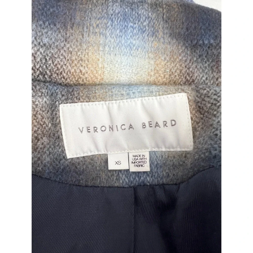 Veronica Beard Amari Khaki & Blue‎ Ombré Plaid Jacket Size XS